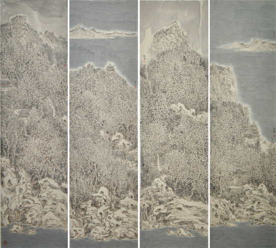 梦底湖烟梦底山 180X50cmX4 梦底湖烟梦底山 180X50cmX4