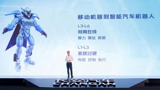 长安汽车副总裁张晓宇介绍SDA架构。长安汽车供图 长安汽车副总裁张晓宇介绍SDA架构。长安汽车供图