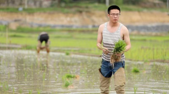 图为马禹在科技试验田带头耕作。 民建黔江区委会供图