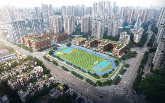 图为十方界中学鸟瞰效果图。 渝高公司供图 图为十方界中学鸟瞰效果图。 渝高公司供图