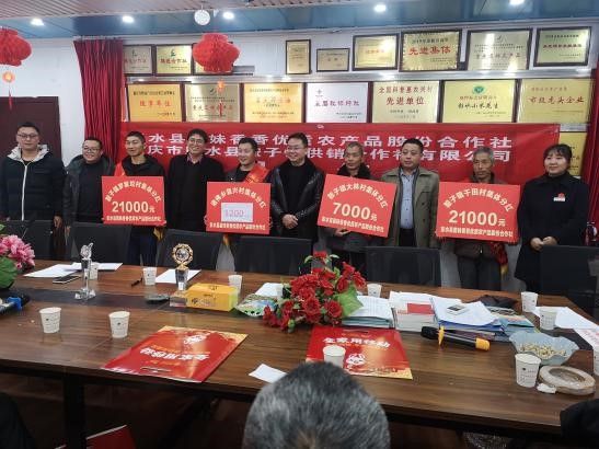 图为苗妹香香为农户分红。受访者 供图 图为苗妹香香为农户分红。受访者 供图