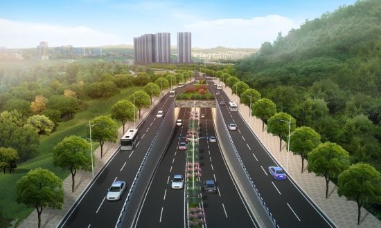 图为项目北侧隧道口区域效果图。渝高集团 供图 图为项目北侧隧道口区域效果图。渝高集团 供图