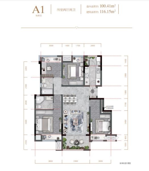 图为DK10地块四维洋房户型图 图为DK10地块四维洋房户型图