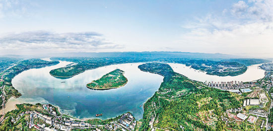 4月14日,俯瞰忠县皇华岛。记者 谢智强 摄视觉重庆 4月14日,俯瞰忠县皇华岛。记者 谢智强 摄视觉重庆