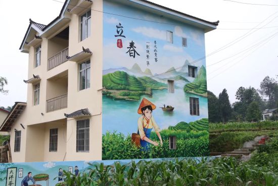图为农家彩绘墙。石龙镇供图 图为农家彩绘墙。石龙镇供图