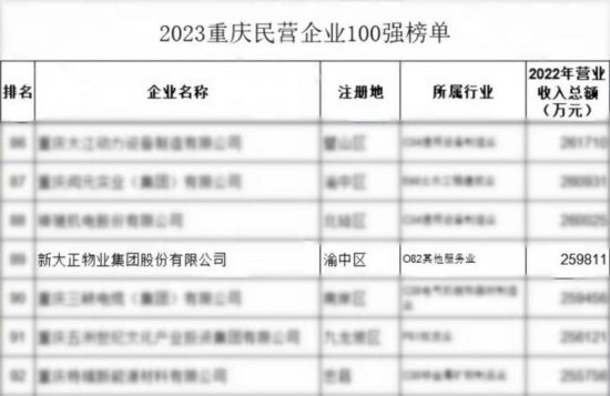 综合实力突出！新大正上榜“2023重庆民营企业100强”(图1)
