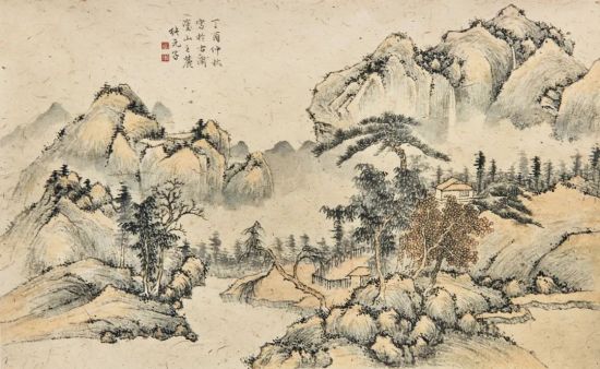 图为赵纯元创作的国画作品《浅绛山水图》.王琦美术博物馆供图