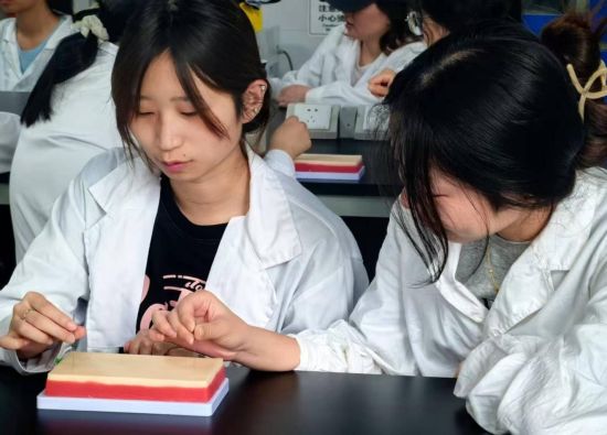 图为传统兽医针灸技能实训。 重庆三峡职业学院供图 图为传统兽医针灸技能实训。 重庆三峡职业学院供图